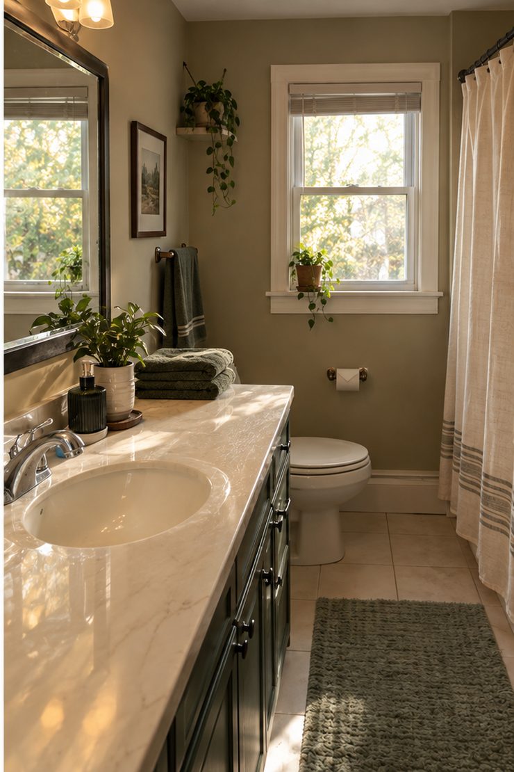 Sparkling clean, tidy bathroom vanity after
